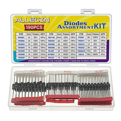20Values Diodes Kit 1N4001 1N4002 1N4003 1N4004 1N4005 1N4006 1N4007 1N4148 1N5404 1N5406 1N5408 RL207 UF4007 FR107 FR207 1N5817 1N5819 1N5822 15SQ045 10A10 Rectifier Schottky Diode Assortment
