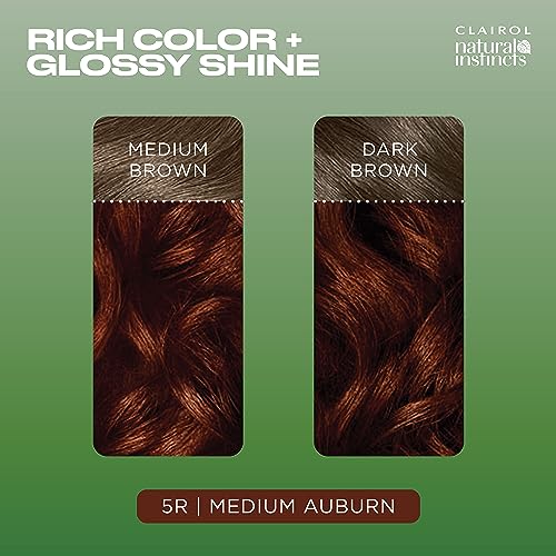 Clairol Natural Instincts Demi-Permanent Hair Dye, 5R Medium Auburn Hair Color, Pack of 3