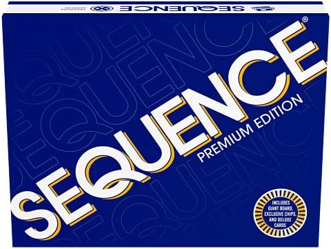 Sequence Premium Edition - Stunning Set with Giant Board (20.25 x 26.25 inches), Exclusive Chips and Deluxe Cards by Goliath, Blue, for Ages 7+