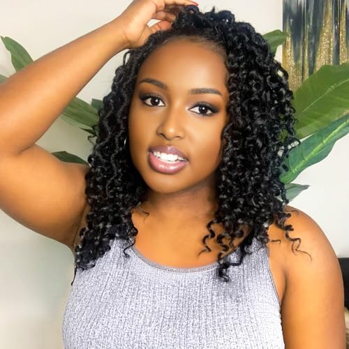 Goddess Locs Crochet Hair 10 Inch Faux Locs Crochet Hair 6 Packs PreLooped Crochet Hair for Black Women Boho Crochet locs with curly ends 1B