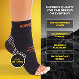 CopperJoint Foot Compression Sleeve - Plantar Fasciitis Socks for Arch Support, Achilles Tendonitis, and Foot Pain Relief - Toeless Socks For Everyday & Night Use - Copper Infused Nylon (Large)