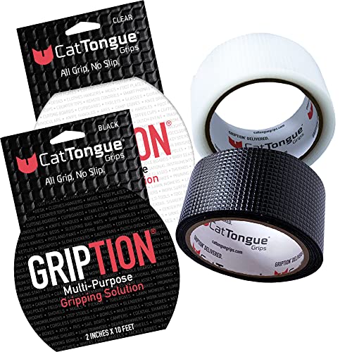 CATTONGUE GRIPS Non-Abrasive Anti Slip Grip Tape – 2” Thick Heavy Duty Tape for Indoor & Outdoor, Customizable, Waterproof, & Durable Anti-Slip Tape (Combo, 20ft)