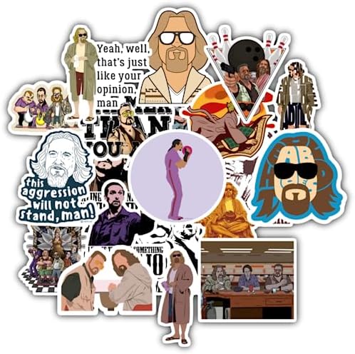 20 Pcs Stickers Packs Lebowski Aesthetic of Vinyl Big Colorful to Decal The Sticker Waterproof for Water Bottle Computer Laptop Luggage Phone Car Skateboard Bumper