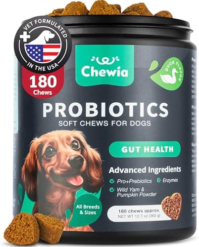 Probiotics for Dogs Gut Health, Digestion, Immunity, Yeast Balance, Itchy Skin, Allergies Support - Dog Probiotic Chews with Digestive Enzymes for Gut Flora- Soft Treats with Pumpkin and Yeast Powder