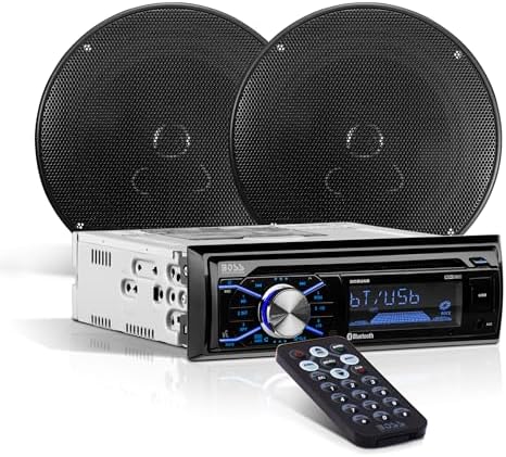 BOSS Audio Systems 656BCK Car Stereo Package - Single Din, Bluetooth, CD MP3 USB AM FM Radio, 6.5 Inch 2 Way Full Range Speakers, Black