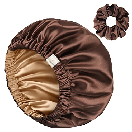 YANIBEST Double Layer Satin Bonnet Silk Bonnet Adjustable Hair Bonnet for Sleeping Hair Bonnets for Women Curly Natural Hair