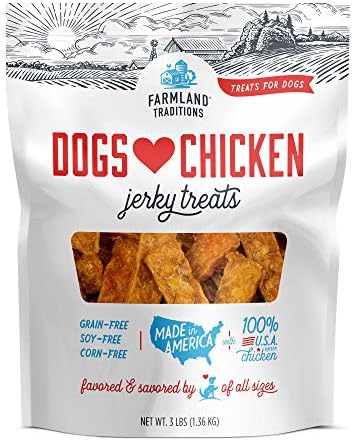 Farmland Traditions Dogs Love Chicken Premium Two Ingredients Jerky Treats for Dogs (3 lbs USA Raised Chicken)