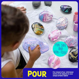 2 in 1 Rock Painting Art Kit - Glow in The Dark Pouring Rock Kit - Arts and Crafts for Kids Girls & Boys Ages 6-8, 8-12, Craft Paint Kits Art Toys, Art Supplies Christmas Birthday Gift for Kids