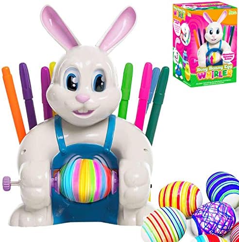JOYIN Motorized Easter Egg Decorator Kit, Easter Busy Bunny Egg Spinner Whirler Decorating Machine with 10 Non-Toxic Markers for Kids Craft Activities
