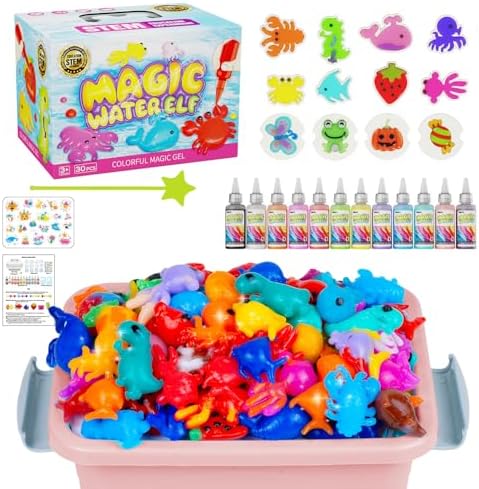 Magic Water Toy Elf Kit, Water Fairy Water Gel Kit with 12 Magic Gels, 12 Shape Molds, Christmas Toys Gifts for Kids Birthday Party Favors, DIY STEM Aqua Kits Boys Girls Toys for Age 3-12(12 Colors)
