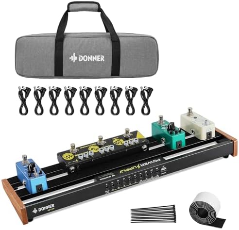 Donner Guitar Pedal Board with Built-in Power Supply, Aluminium Alloy Small Pedalboard, DB-P100, 2.1Lb, 19.7 * 5.0 * 1.8"