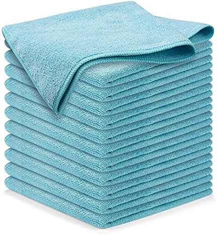 USANOOKS Microfiber Cleaning Cloth - Turq - 12Pcs (12.5x12.5 inch) High Performance - 1200 Washes, Ultra Absorbent Car Towel Traps Grime & Liquid for Streak-Free Mirror Shine - car Washing Cloth