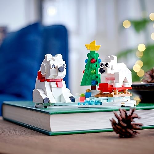 LEGO Wintertime Polar Bears 40571 Christmas Décor Building Kit, Polar Bear Gift, Great Stocking Stuffer for Kids, Features a Christmas Tree Toy and Two Polar Bear Toys