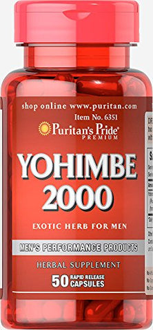 Puritan's Pride Yohimbe 1000 Mg, 50 Count, Vegetable Cellulose, Gelatin