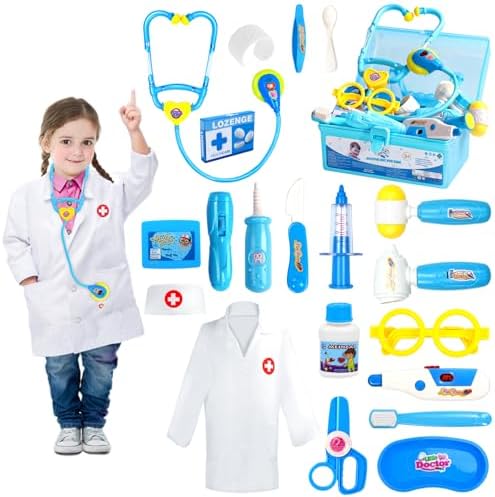 Doctor Kit for Toddlers 3-5 Dress Up Toys for 2 3 4 Year Old Girls Pretend Kids Doctor Play Set with Doctor Costume Toy Stethoscope for 2 3 4 5 6 Year Old Girls Boys Birthday Gifts