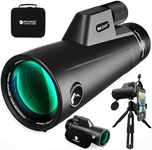 INLOOK Monocular Telescope 12x56 HD high Powered for Adults with Smartphone Adapter & Portable Case, Lightweight Long Range Monoscope for Wildlife Bird Watching Camping Traveling