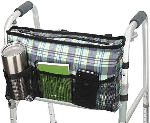 Update Walker Bag Hand Free Storage Bag Walker Attachment Handicap Basket Pouch for Rollator, Wheelchair, Folding Walkers (Colorful-Green)