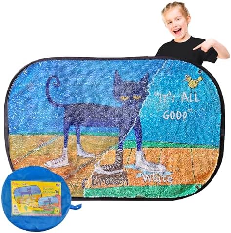 Reversible Sequins Pete The Cat: I Love My White Shoes Wall Sensory Fun Toy, Jumbo Size 40 x 27 Inches