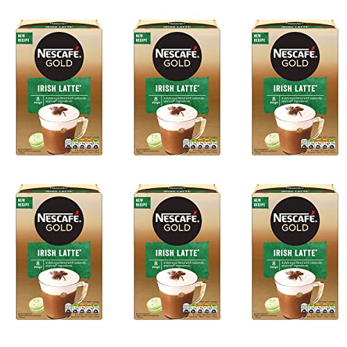 Nescafé Gold Irish Cream Latte Coffee, 8 Sachets (Pack of 6, Total 48 Sachets)