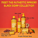 Alaffia Authentic African Black Soap All-in-One, Multi-purpose Face & Body Wash, Shampoo & Shaving Soap, Suitable for All Skin Types, Fair Trade Shea Butter, Citrus Ginger, 2 Pack - 32 Fl Oz Ea