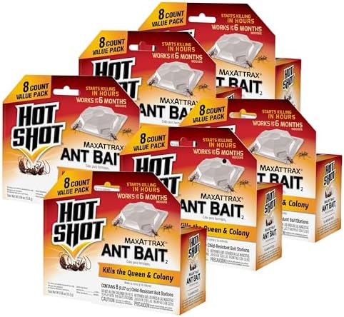 Hot Shot MaxAttrax Ant Bait, 8 Count, Child-Resistant Bait Stations
