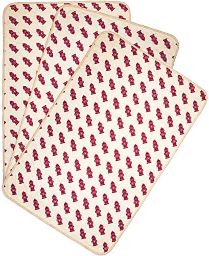 Pet Magasin Highly Absorbent Reusable Washable Pet Pads for Crate or Training with Waterproof Bottom (Pack of 3) (Pack of 3) (Fire Hydrant, 39x26 Inch)
