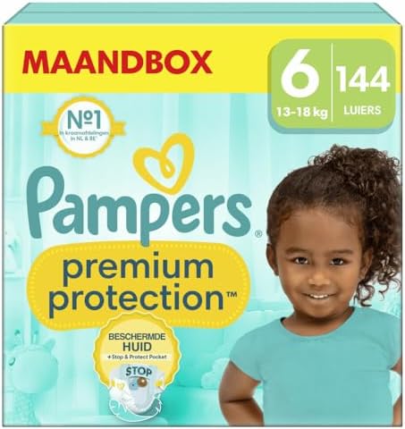Pampers Premium Protection Size 6, x144 Nappies, 13kg+, Our N°1 for Comfort & Protection for Sensitive Skin