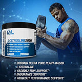 Evlution L-Citrulline2000 Nitric Oxide Pre Workout Powder Nutrition High Strength L Citrulline Powder for Enhanced Muscle Strength and Intense Pumps - Plant Based Nitric Oxide Booster - Unflavored