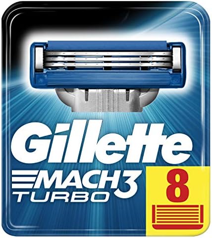 Gillette Mach3 Turbo Razor Blades for Men, Pack of 8