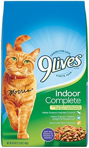 9Lives Indoor Complete Dry Cat Food, 3.15 lb. Bag, 4 Count