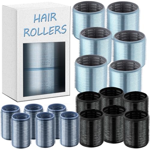 Self-Grip Ceramic Ionic Thermal Hair Rollers Set - 18 Velcro Rollers for Long and Short Hair, Blowout Look, Salon Quality