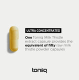 Toniiq 50,000mg 50x Concentrated Milk Thistle Extract - Milk Thistle 1000mg Per Serving - 80% Silymarin - Bioavailable Silymarin Milk Thistle Supplement Capsules - 240 Vegetarian Caps