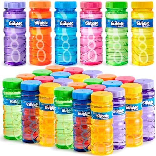 JOYIN 36 Pcs Bubble Bottles with Wand Assortment for Kids, 4oz Blow Bubbles Solution Novelty Summer Toy - Activity Party Favor Assorted Colors Set, Party Favors, Birthday