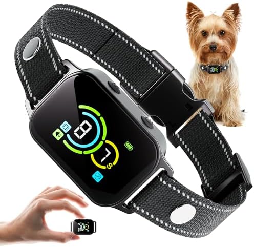 Dog Bark Collar,No Shock Rechargeable Smart Barking Collar for Small Medium Mini Dogs,Anti-Bark Collar for Small Dogs,Barking Collar with Beep Vibration Humane No Shock Barking Collar(Black)