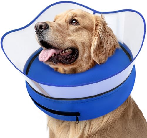 Supet Raised Inflatable Dog Cone Collar to Stop Licking, Soft Dog Cone Alternative After Surgery, Dog Neck Donut Collar for Small Medium Large Dogs
