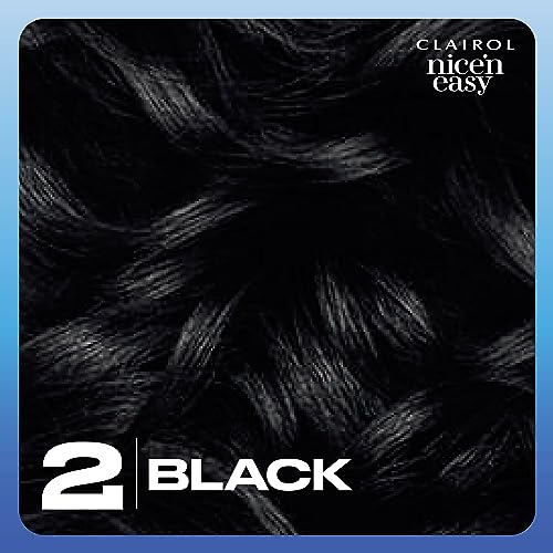 Clairol Nice'n Easy Permanent Hair Dye, 2 Black Hair Color, Pack of 3