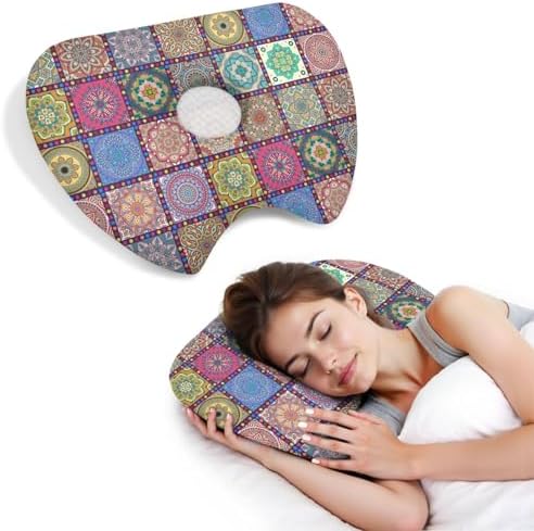 Ear Piercing Pillow for Side Sleepers with Washable Cover Pillows with Holes for Ear Pain,Donut Pillow for Adults CNH Ear Pain Relief Pressure Sores Ear Pillow with Hole in Center