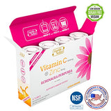 SIGNIFY NATURE Echinacea Liquid Vitamin C with Zinc– Sugar Free & Vegan Vitamin C 1000mg Immune Support Vitamins Effervescent Tablets for Healthy Drinks, Immunity Booster, Antioxidant – 40-Day Supply