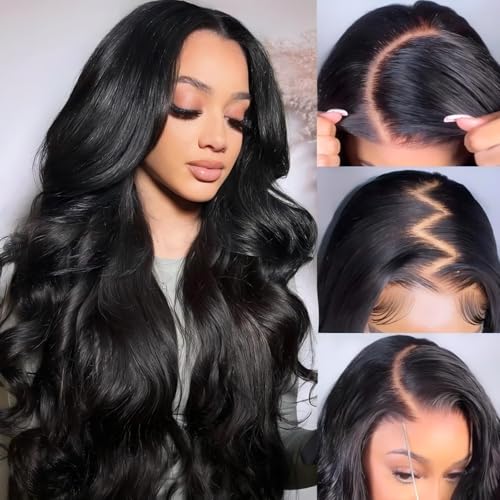 28inch Wear and Go Glueless Wigs Human Hair Pre plucked Pre Cut 13x6 HD Lace Front Wigs for Black Women Body Wave Lace Front Wigs Human Hair No Glue Natural Color