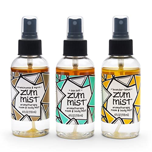 Zum Mist Room and Body Spray - Popular Blends - Frankincense and Myrrh, Sea Salt, Lavender-Lemon - 4 fl oz (3 Pack)