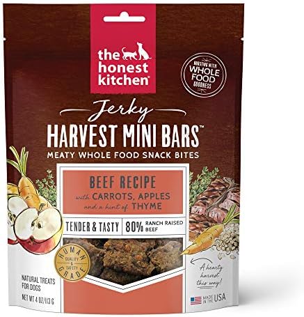 The Honest Kitchen Jerky Harvest Mini Bars: Beef Recipe With Carrots & Apples, 4 oz Bag