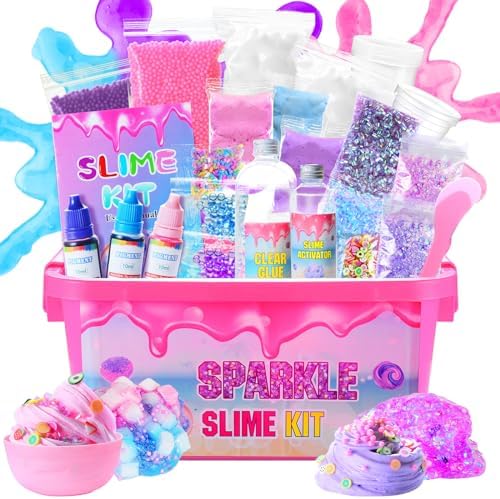 Slime Kit Confetti Slime, Glimmer Crunchy Slime, Foam Slime, Jelly Cubes Slime, Stress Relief Toys, Party Favors for Kids, for Girl Boys 6 7 8 9 10 11 12