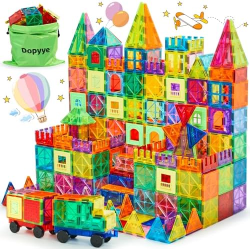 Magnetic Building Tiles for Kids, 100 PCS Magnetic Blocks with Storage Bag, Magnet Tiles STEM Educational Stacking Toys Gift for Toddler Ages 3 4 5 6 7 8 9