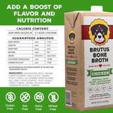 Brutus Chicken Broth for Dogs - All Natural Chicken Bone Broth for Dogs with Chondroitin Glucosamine Turmeric -Human Grade Dog Food Toppers for Picky Eaters & Dry Food -Tasty & Nutritious