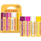 Burt's Bees Lip Balm Stocking Stuffers, Moisturizing Lip Care Christmas Gifts, Tropical - Pineapple, Berry Agua Fresca, Dragon Fruit Lemon and Coconut and Pear, Natural Origin Treatment (4-Pack)