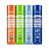 Dr. Bronner's - Organic Lip Balm Variety Peppermint, Orange Ginger, Naked, Lemon Lime) - Made with Organic Beeswax and Avocado Oil, For Dry Lips, Hands, Chin or Cheeks, 0.15 Ounce (Pack of 4)