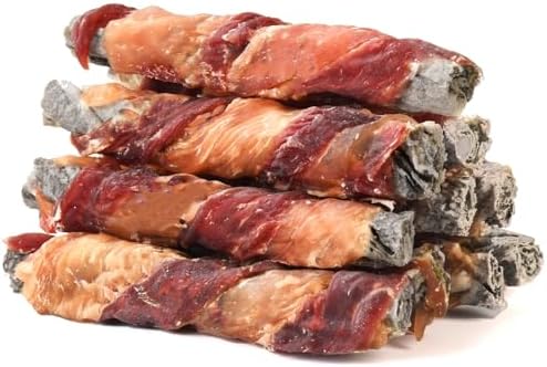 Chicken Duck Wrapped Cod Skin Sticks - Rawhide-Free, Grain-Free Dog Chewy Treats for Healthy Teeth and Coat - Training Treats for Small to Large Dogs - 9-10 Counts