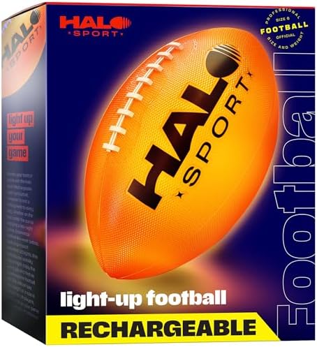 Rechargeable Light Up Football - Glow in The Dark Ball - NO 6 - Outdoor Sports Birthday Gifts for Boys 8-15+ Year Old - Kids Teenage Youth Gift Ideas - Boy Toys Stuff Ages 8 to 15