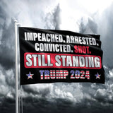 Patriogee Trump 2024 Flag 3x5 Double Sided Impeached Arrested Convicted Shot Still Standing Trump 2024 Flag, Outdoor US Flag Banner Decoration, Trump Support Flag, Trump 2024 Still Standing Trump Flag