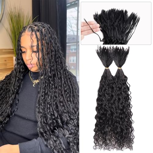 Pre-Divided Human Braiding Hair for Boho Braids Water Deep Wave Human Hair Bulk for Braiding Curly Human Hair for Boho Locs Boho Crochet Braids Human Hair Extensions (1B, 22"-160Strands)
